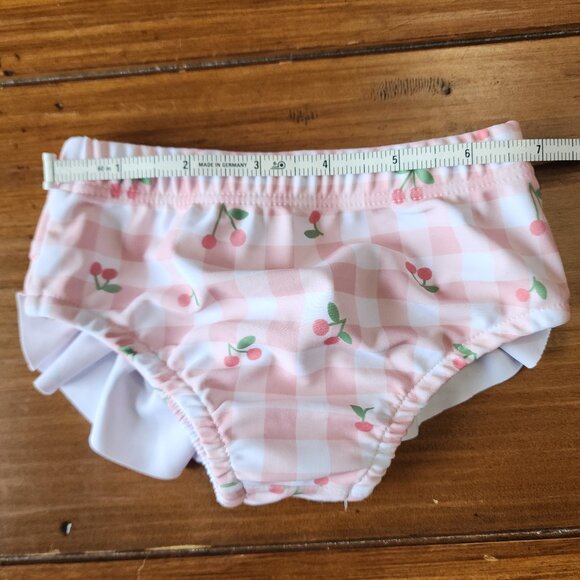 Baby Girl Cherry Print Plaid Bikini Swimsuit & Cap NWOT - Picture 10 of 14